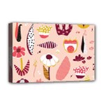 Scandinavian Flat Floral Background Coral Pink White Black Gold Pattern Deluxe Canvas 18  x 12  (Stretched)