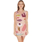 Scandinavian Flat Floral Background Coral Pink White Black Gold Pattern Bodycon Dress