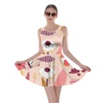 Scandinavian Flat Floral Background Coral Pink White Black Gold Pattern Skater Dress