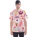 Scandinavian Flat Floral Background Coral Pink White Black Gold Pattern Men s Sport Mesh T-Shirt