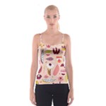 Scandinavian Flat Floral Background Coral Pink White Black Gold Pattern Spaghetti Strap Top
