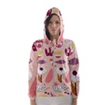 Scandinavian Flat Floral Background Coral Pink White Black Gold Pattern Women s Hooded Windbreaker