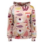Scandinavian Flat Floral Background Coral Pink White Black Gold Pattern Women s Pullover Hoodie