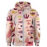 Scandinavian Flat Floral Background Coral Pink White Black Gold Pattern Men s Zipper Hoodie