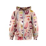 Scandinavian Flat Floral Background Coral Pink White Black Gold Pattern Kids  Zipper Hoodie