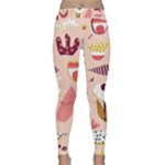 Scandinavian Flat Floral Background Coral Pink White Black Gold Pattern Classic Yoga Leggings