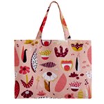 Scandinavian Flat Floral Background Coral Pink White Black Gold Pattern Zipper Mini Tote Bag