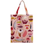 Scandinavian Flat Floral Background Coral Pink White Black Gold Pattern Zipper Classic Tote Bag
