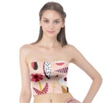 Scandinavian Flat Floral Background Coral Pink White Black Gold Pattern Tube Top