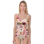 Scandinavian Flat Floral Background Coral Pink White Black Gold Pattern Princess Tank Leotard 