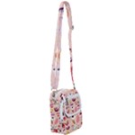 Scandinavian Flat Floral Background Coral Pink White Black Gold Pattern Shoulder Strap Belt Bag