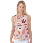 Scandinavian Flat Floral Background Coral Pink White Black Gold Pattern Women s Basketball Tank Top