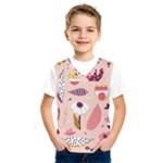 Scandinavian Flat Floral Background Coral Pink White Black Gold Pattern Kids  Basketball Tank Top