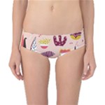Scandinavian Flat Floral Background Coral Pink White Black Gold Pattern Classic Bikini Bottoms