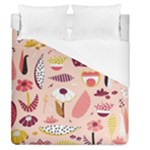 Scandinavian Flat Floral Background Coral Pink White Black Gold Pattern Duvet Cover (Queen Size)