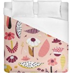 Scandinavian Flat Floral Background Coral Pink White Black Gold Pattern Duvet Cover (King Size)