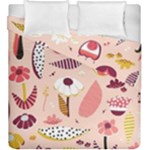 Scandinavian Flat Floral Background Coral Pink White Black Gold Pattern Duvet Cover Double Side (King Size)