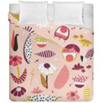 Scandinavian Flat Floral Background Coral Pink White Black Gold Pattern Duvet Cover Double Side (California King Size)