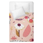 Scandinavian Flat Floral Background Coral Pink White Black Gold Pattern Duvet Cover Double Side (Single Size)