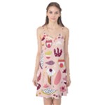 Scandinavian Flat Floral Background Coral Pink White Black Gold Pattern Camis Nightgown 