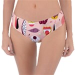 Scandinavian Flat Floral Background Coral Pink White Black Gold Pattern Reversible Classic Bikini Bottoms