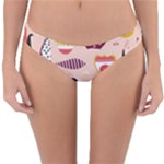 Scandinavian Flat Floral Background Coral Pink White Black Gold Pattern Reversible Hipster Bikini Bottoms
