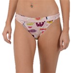 Scandinavian Flat Floral Background Coral Pink White Black Gold Pattern Band Bikini Bottoms