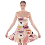 Scandinavian Flat Floral Background Coral Pink White Black Gold Pattern Strapless Bra Top Dress