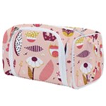 Scandinavian Flat Floral Background Coral Pink White Black Gold Pattern Toiletries Pouch