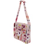 Scandinavian Flat Floral Background Coral Pink White Black Gold Pattern Cross Body Office Bag