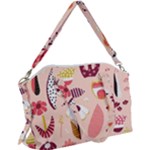 Scandinavian Flat Floral Background Coral Pink White Black Gold Pattern Canvas Crossbody Bag