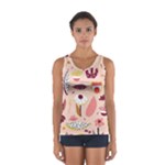 Scandinavian Flat Floral Background Coral Pink White Black Gold Pattern Sport Tank Top 