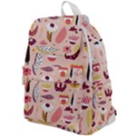 Scandinavian Flat Floral Background Coral Pink White Black Gold Pattern Top Flap Backpack