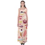 Scandinavian Flat Floral Background Coral Pink White Black Gold Pattern Empire Waist Maxi Dress