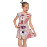 Scandinavian Flat Floral Background Coral Pink White Black Gold Pattern Kids  Cap Sleeve Dress