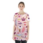Scandinavian Flat Floral Background Coral Pink White Black Gold Pattern Skirt Hem Sports Top
