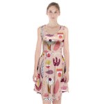 Scandinavian Flat Floral Background Coral Pink White Black Gold Pattern Racerback Midi Dress