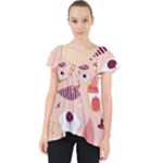 Scandinavian Flat Floral Background Coral Pink White Black Gold Pattern Lace Front Dolly Top