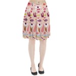 Scandinavian Flat Floral Background Coral Pink White Black Gold Pattern Pleated Skirt