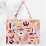 Scandinavian Flat Floral Background Coral Pink White Black Gold Pattern Medium Tote Bag