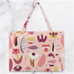 Scandinavian Flat Floral Background Coral Pink White Black Gold Pattern Zipper Medium Tote Bag