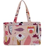 Scandinavian Flat Floral Background Coral Pink White Black Gold Pattern Canvas Work Bag