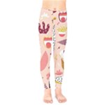 Scandinavian Flat Floral Background Coral Pink White Black Gold Pattern Kids  Leggings