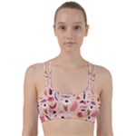 Scandinavian Flat Floral Background Coral Pink White Black Gold Pattern Line Them Up Sports Bra
