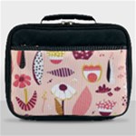 Scandinavian Flat Floral Background Coral Pink White Black Gold Pattern Lunch Bag