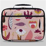 Scandinavian Flat Floral Background Coral Pink White Black Gold Pattern Full Print Lunch Bag