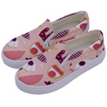 Scandinavian Flat Floral Background Coral Pink White Black Gold Pattern Kids  Canvas Slip Ons