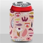 Scandinavian Flat Floral Background Coral Pink White Black Gold Pattern Can Holder