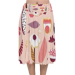 Scandinavian Flat Floral Background Coral Pink White Black Gold Pattern Velvet Flared Midi Skirt