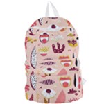Scandinavian Flat Floral Background Coral Pink White Black Gold Pattern Foldable Lightweight Backpack